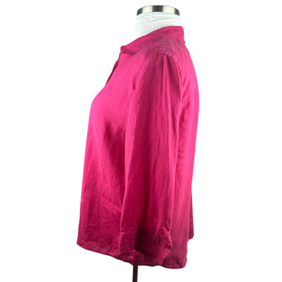 Chico's 100% Linen No Iron Button Up Shirt Pink Women's Size 3 XL 16 Lagonlook - Picture 13 of 16